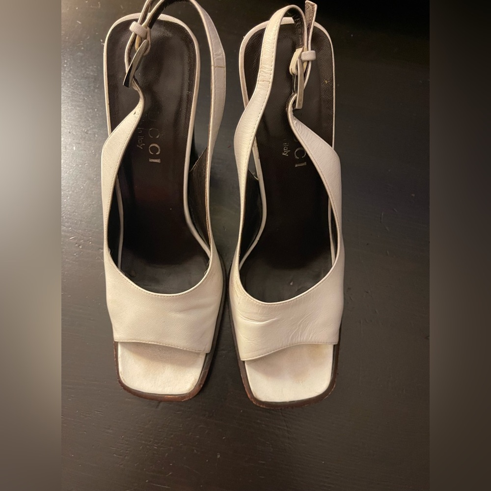 Gucci white sling back heels size 7